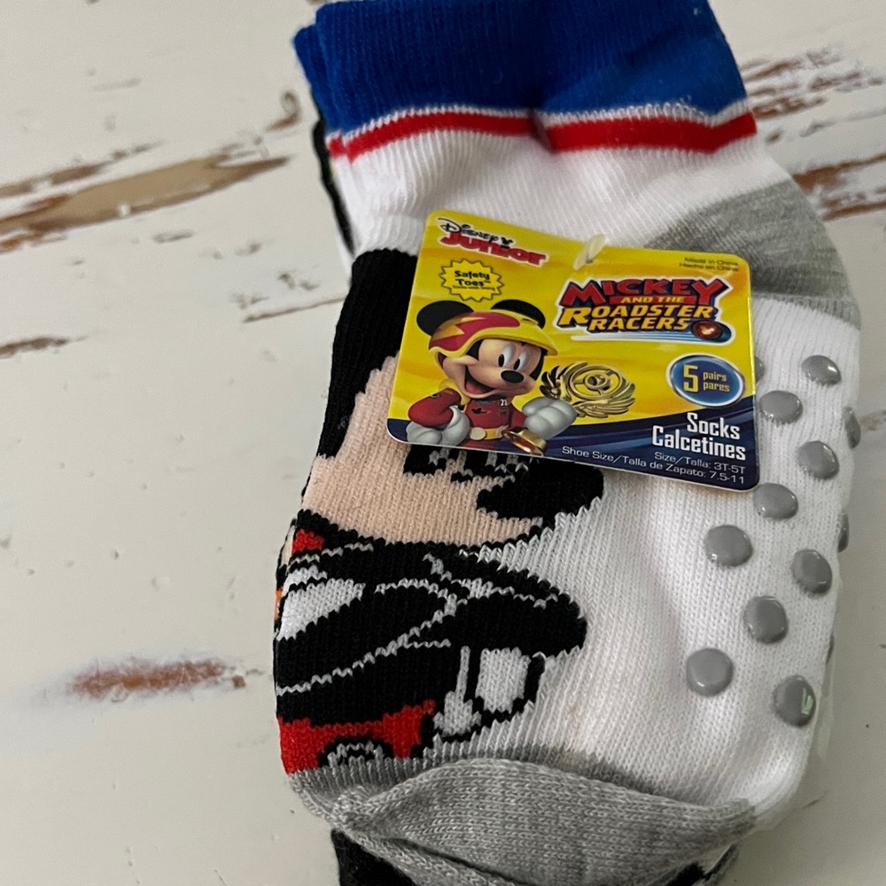Disney Mickey Mouse Racer Socks - Blue, Red, Gray